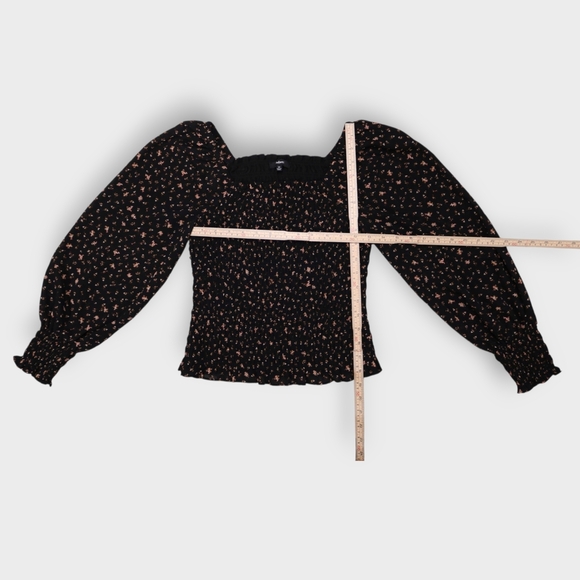 Madewell Georgette Lucie Bubble-Sleeve Smocked Top in Stem Scatter Size XXS - Picture 7 of 10